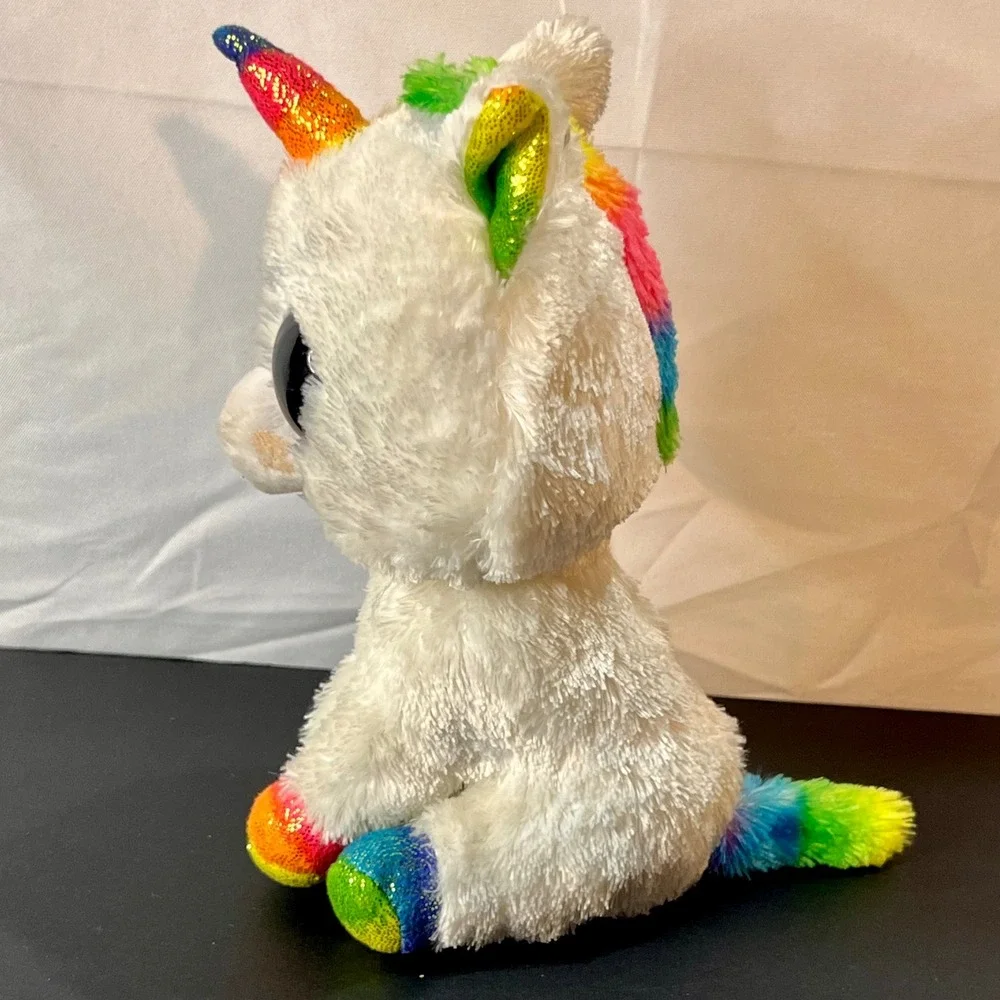 Ty Pixy Medium Unicorn Plush Kids White Rainbow‎ Excellent Glitter Eyes 36199